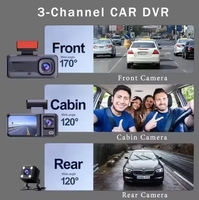 Caméra embarquée 3 canaux (avant, intérieur et arrière) avec vision nocturne HD, enregistrement en boucle, écran IPS et Wi-Fi – Offre Spéciale