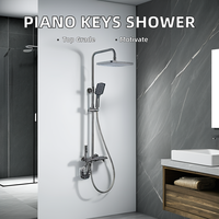 Système de douche en laiton à affichage de la lumière ambiante moderne SS-1288 Jet Pattern Piano Keys Pommeau de douche pour salles de bains d'hôtel