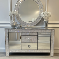 Meuble TV avec miroir Meuble en diamant écrasé Unité TV en cristal Table TV