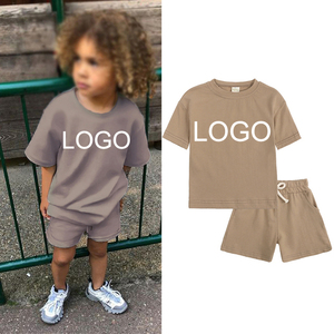 Ensemble de vêtements d'été pour garçons, vêtements pour jeunes garçons, vêtements de sport pour enfants, couleur unie, 100% coton, t-shirt décontracté + short, ensemble de tenues pour garçons - Product Image 1