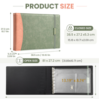 ANGLU Geschäfts-Scheckbuch-Ordner Premium PU-Leder Mappe 7-Loch D-Ring Scheck-Organizer mit Gummizug für Büro und Buchhaltung