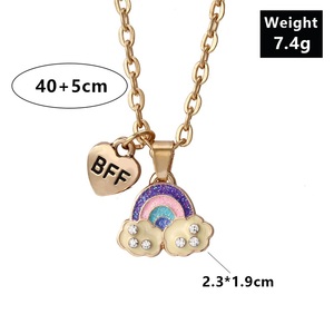 Collana con Ciondolo BFF 'Migliori Amici per Sempre' 2026, Design <span class=keywords><strong>a</strong></span> Cuore/Frutta, Placcata Oro, Regalo Trendy per l'Amicizia - Product Image 3