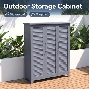 Outdoor Storage Cabinet 1850x1200x500mm <b>Waterproof</b> Sunproof Steel Powder Coated 3 Louvered Doors Large Capacity Tool Organizer - Product Image 1