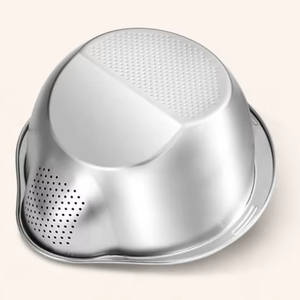 Edelstahl-Schüssel mit Schrägauslauf und Sieb zum Waschen von Obst und Bohnen – Vielseitiges Küchenwerkzeug - Product Image 6