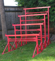 Tréteau d'échafaudage bleu réglable en hauteur, tréteau de maçon 1,2x2,19m, tréteau Macon Galva avec pied pivotant