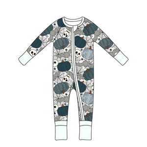 Mameluco con estampado de Halloween para bebé de fábrica personalizado OEM Qingli con estampados de calabaza y murciélago para niños de 0 a 8 años sin tarifa - Product Image 2