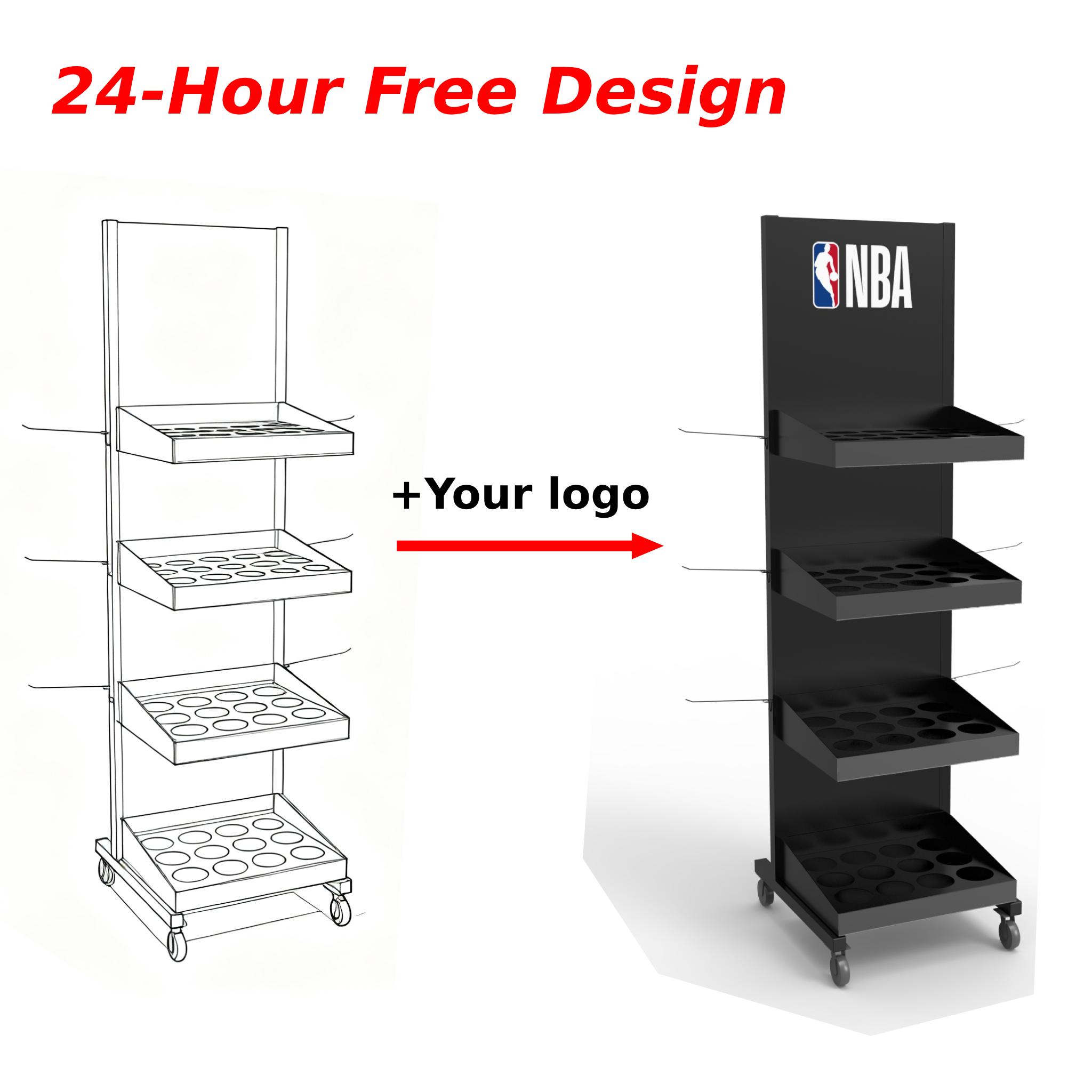 Apache Custom Metal Hook Thermos Bottle Display Stand for Retail Shop Shelves for Supermarket for Sports Store — view 4