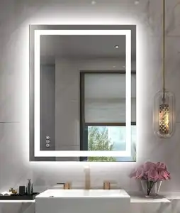 Otel ev banyo akıllı Led ayna duvara monte banyo makyaj için dokunmatik ekran ışıklı ayna