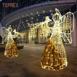 Taille personnalisable IP65 nominale Décoration <span class=keywords><strong>de</strong></span> <span class=keywords><strong>Noël</strong></span> en plein air Anges en métal éclairés en 3D avec ailes <span class=keywords><strong>de</strong></span> trompettes jouant <span class=keywords><strong>de</strong></span> la harpe pour les vacances - Product Image 6