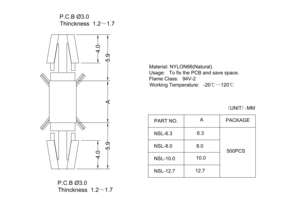 Espaçador de suporte pcb de 3mm, náilon estilo push-in - Product Image 4