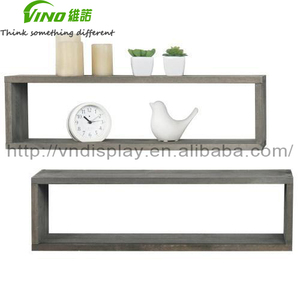 رمادي الخشب حجيرة الرفوف العائمة ، مجموعة من <span class=keywords><strong>2</strong></span> رف حائط خشبي الرفوف العائمة الجدار جبل - Product Image 3