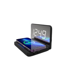 10W Opvouwbare Tafel Elektrische Klok met LED Scherm Verstelbare Helderheid Draadloze Lader Alarm - 10W 3-in-1 5V/2A Ingang Huishoudelijk Gebruik