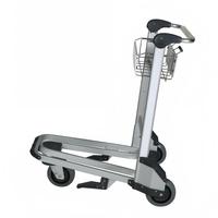 Carrito de equipaje de acero inoxidable para aeropuerto con asiento y 4 ruedas para uso pesado