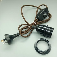 Cordon de lampe électrique tressé en tissu avec prise australienne E27, interrupteur variateur et anneau de suspension pour éclairage suspendu vintage DIY
