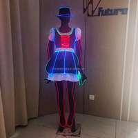 Costume de danseuse à fibres optiques avec fil EL lumineux pour boîte de nuit, rave, scène, Halloween, carnaval, défilé, cosplay, événement, spectacle