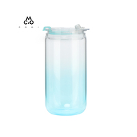 Gobelet à cola en verre borosilicate de 480 ml avec pailles, motif logo minimaliste moderne, jetable et portable, 6 pièces/boîte
