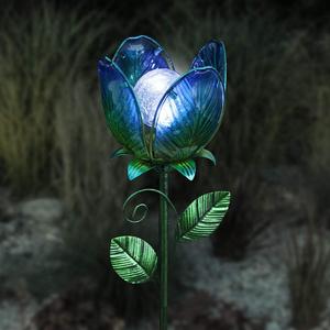 Solar Iron Art <b>Rose</b> Lamp Led Color Glass Outdoor Garden Stake <b>Light</b> Water Resistant Free Standing - Product Image 1