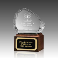 Trophée Noble Sales Star Iceberg avec base noire pour récompenses annuelles, reconnaissance d'entreprise, cérémonie d'affaires, souvenirs