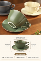 Ensemble Tasse et Soucoupe en Céramique Luxe Léger 280ml, Personnalisable avec Logo, Compatible Lave-Vaisselle/Micro-ondes, pour Cappuccino et Latte, Usage Domestique, Vente en Gros