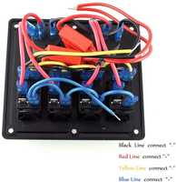 Panneau de commutation à 4 interrupteurs avec chargeur USB double 4,2 A, voltmètre 12V/20A 24V/10A, plaque en aluminium pour barre lumineuse LED, camping-car, bateaux, 4x4