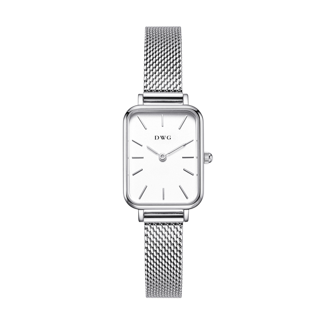Customizable Quartz Wrist Watch for Ladies Stainless Steel Strap Glass Dial Custom Logo Rectangle Case Watch