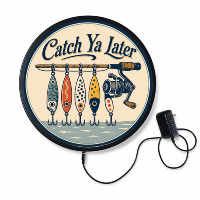 Panneau mural LED vintage en métal, décoration rétro « Catch Ya Later » pour maison au bord du lac, patio, véranda, bar, cave à homme, salle de jeux, art mural
