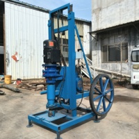 Machine de forage de puits d'eau portable, compacte, entièrement automatique, télescopique, électrique 3 kW, pour forage jusqu'à 80 m de profondeur, avec roues, pour l'irrigation agricole