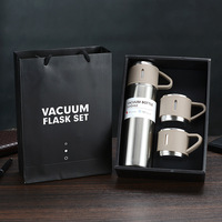 Ensemble Cadeau de Gobelets et Gourde 3 Pièces, Kit Bouteille d'Eau Isotherme de Voyage 3-en-1 avec Poignée