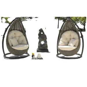 Outdoor patio rattan egg hanging chair