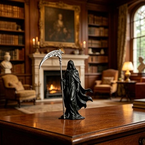 Escultura de Grim Reaper de Tamaño Personalizable, Decoración Grande para Exteriores o Pequeña para Escritorio, Estatua de Resina para Arte de Diseño en Exteriores y Hogar - Product Image 5