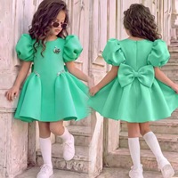 Robe de princesse pour petite fille avec nœud papillon et manches bouffantes, tenue de fête d'anniversaire