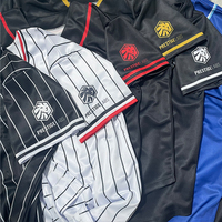 Kaos Baseball Kering Cepat dengan Nomor Tim Kustom, Kerah V, Model Retro, Bahan Jaring untuk Pria