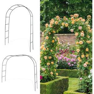 <b>Metal</b> Garden Arch 6-8ft <b>Black</b> Outdoor <b>Trellis</b> for Climbing Plants Two-Way Assemble Wedding Decoration Arch - Product Image 3