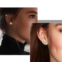 Bijoux de piercing corporel en titane hypoallergénique Labret en forme de coeur Helix Cartilage Tragus Inlay Griffe Réglage ASTM Zircon Ball