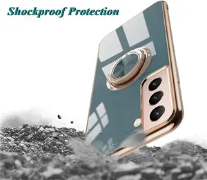 Coque en silicone plaqué pour <span class=keywords><strong>Samsung</strong></span> Galaxy S22 S23 Ultra <span class=keywords><strong>S20</strong></span> <span class=keywords><strong>FE</strong></span> S21 Plus Note 20 10 A52 S10 A53 A52S A72 5G Couverture avec porte-anneau - Product Image 2