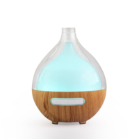 Diffuseur d'huiles essentielles électrique à effet bois, humidificateur ultrasonique avec lumière LED 7 couleurs pour la maison, la chambre, le bureau et l'habitation