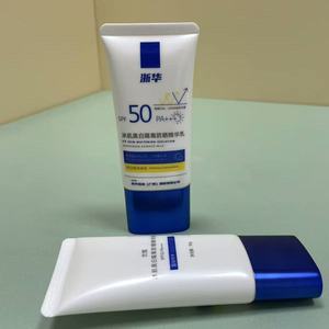 White Cosmetic Squeeze Tube with Blue Cap for <b>Sunscreen</b> & Isolation Cream - Product Image 2