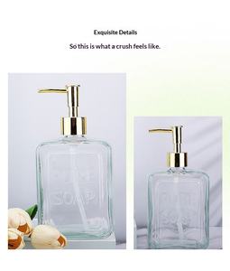 Distributeur de savon/<span class=keywords><strong>shampoing</strong></span> en verre haut de gamme transfrontalier avec pompe à lotion 500 ml, bouteille vide personnalisable, impression sérigraphique - Product Image 6