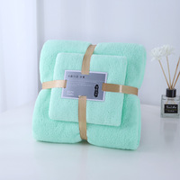 Ensemble de serviettes de bain en microfibre de luxe couleur unie avec logo personnalisé d'usine, 2 pièces compressées et jetables
