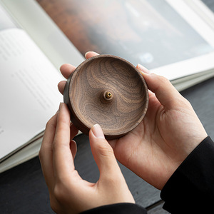 Porta incienso de madera de nogal simple y creativo, portainciertos, portainciertos para ceremonia del té Zen, quemador de incienso para interiores, incienso - Product Image 2