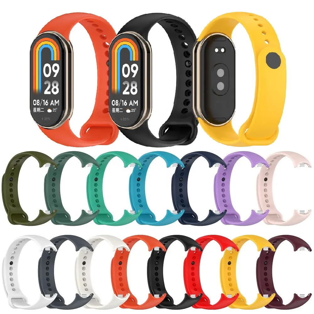 Pure Kleur Sport Smart Horloge Armband Vervangende Polsband Metalen Adapter Connector Voor Xiaomi Mi Band 8 Tpu Band