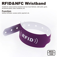 Bracelets jetables RFID NFC F08 en papier PVC, étanches et réinscriptibles, pour événements, paiement et usage hôtelier