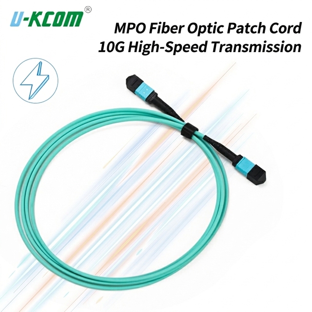 Factory Price Carrier Grade MPO Male to MPO Female 12 Core Multimode OM3 10G Fiber Optic Patch Cord LSZH Jacket Customizable