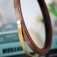 Miroir de courtoisie de bureau ovale en bois avec support Miroir de maquillage de table simple face
