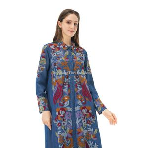 Robe d'été décontractée en coton et rayonne pour femme, col en V, broderie, taille naturelle, style plage, collection Europe - Product Image 4