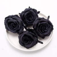 Fabrik günstigen Preis 9cm Seide weiß Rose DIY Kuchen Dekoration Kenia künstlichen Rosen kopf schwarz