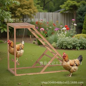 กรงไก่ไม้พร้อมบันไดและชิงช้า ที่อยู่อาศัยกลางแจ้งสำหรับสัตว์ปีก เช่น ไก่ เป็ด ห่าน - Product Image 3