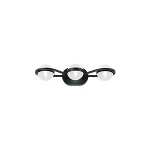 Applique murale moderne en fer noir à 3 ampoules LED pour salle de bain, avec abat-jour en acrylique effet sable cristallin, lampe de miroir à lumière blanc chaud et intensité réglable - Product Image 1
