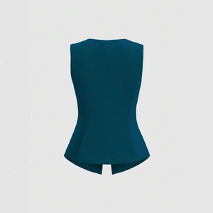 Nouveau <span class=keywords><strong>Gilet</strong></span> <span class=keywords><strong>Sans</strong></span> Manches Col Rond <span class=keywords><strong>Femme</strong></span> 2025 – Tendance et Élégant, Taille Cintrée, Couleur Unie - Product Image 3