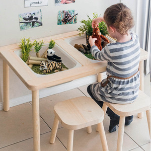 Tavolo Attività Montessori in Legno per Asilo e Scuola Materna, Mobile Sensoriale per Giochi con Sabbia e Acqua, Arredo per Camera da Letto e Bagno - Product Image 2